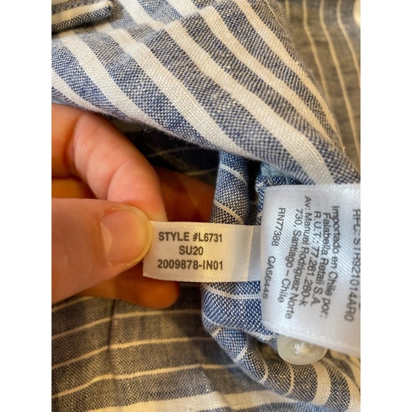 J Crew Shirt Men Large Grey Striped Irish Linen Baird McNutt Short Sleeve - Picture 5 of 10